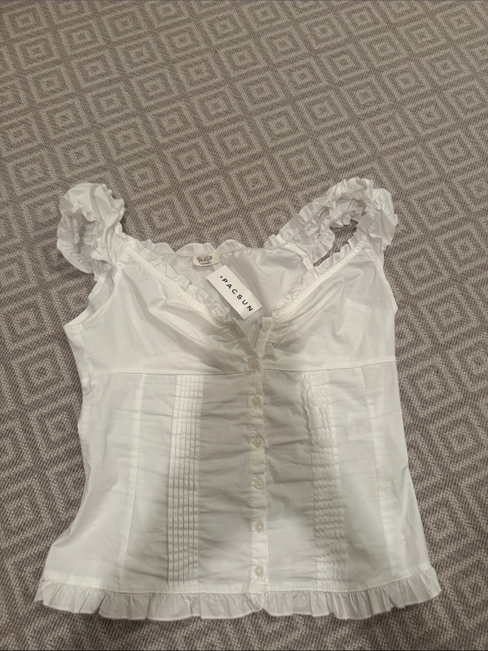 PacSun White Ruffled Button-Front Cami